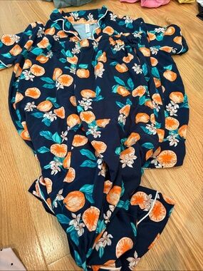 Women's Navy Orange Blossom Pajama Set